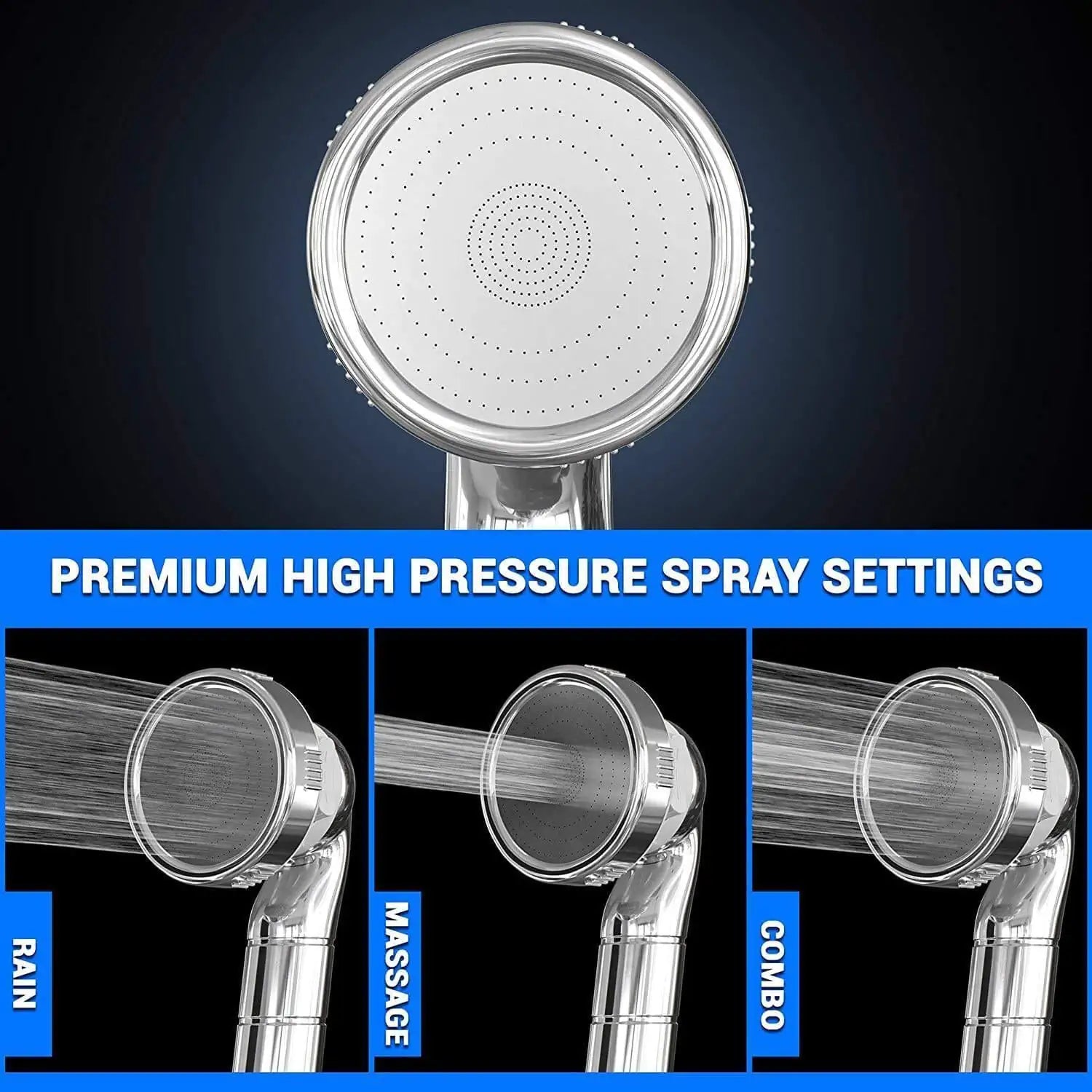 Luxury Filtered Shower Head with Handheld Hose Hard Water Softener