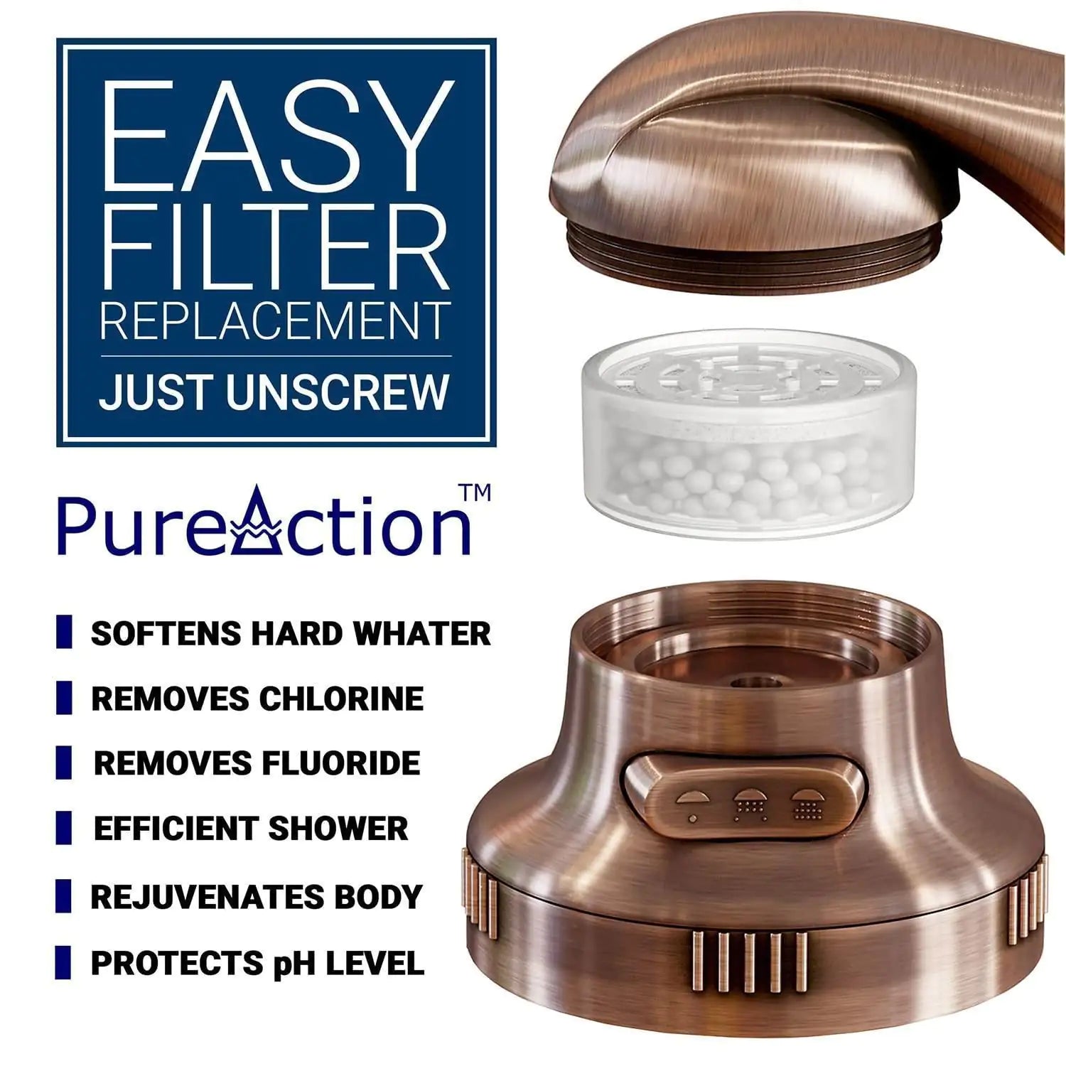 Filtered Shower Head with Handheld Hose Hard Water Softener