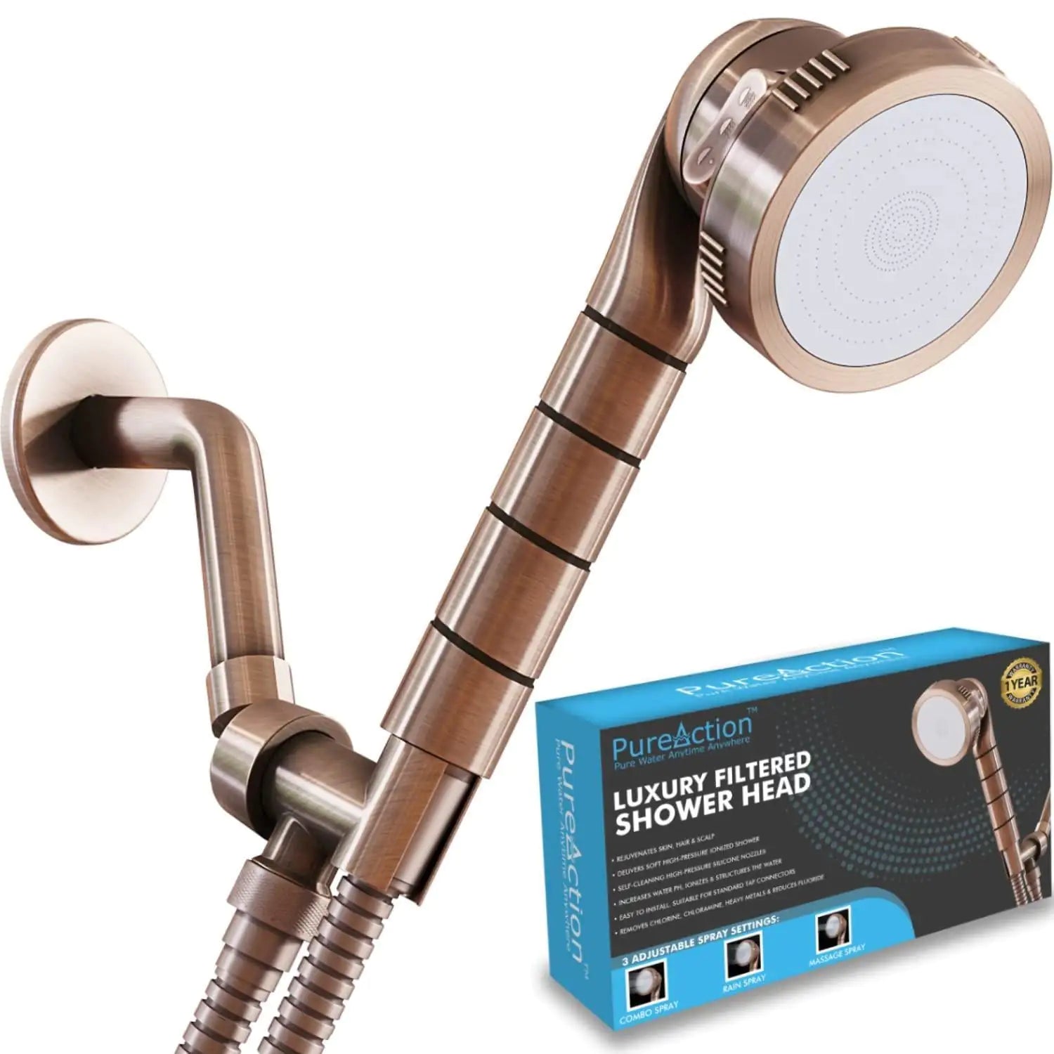 Filtered Shower Head with Handheld Hose Hard Water Softener